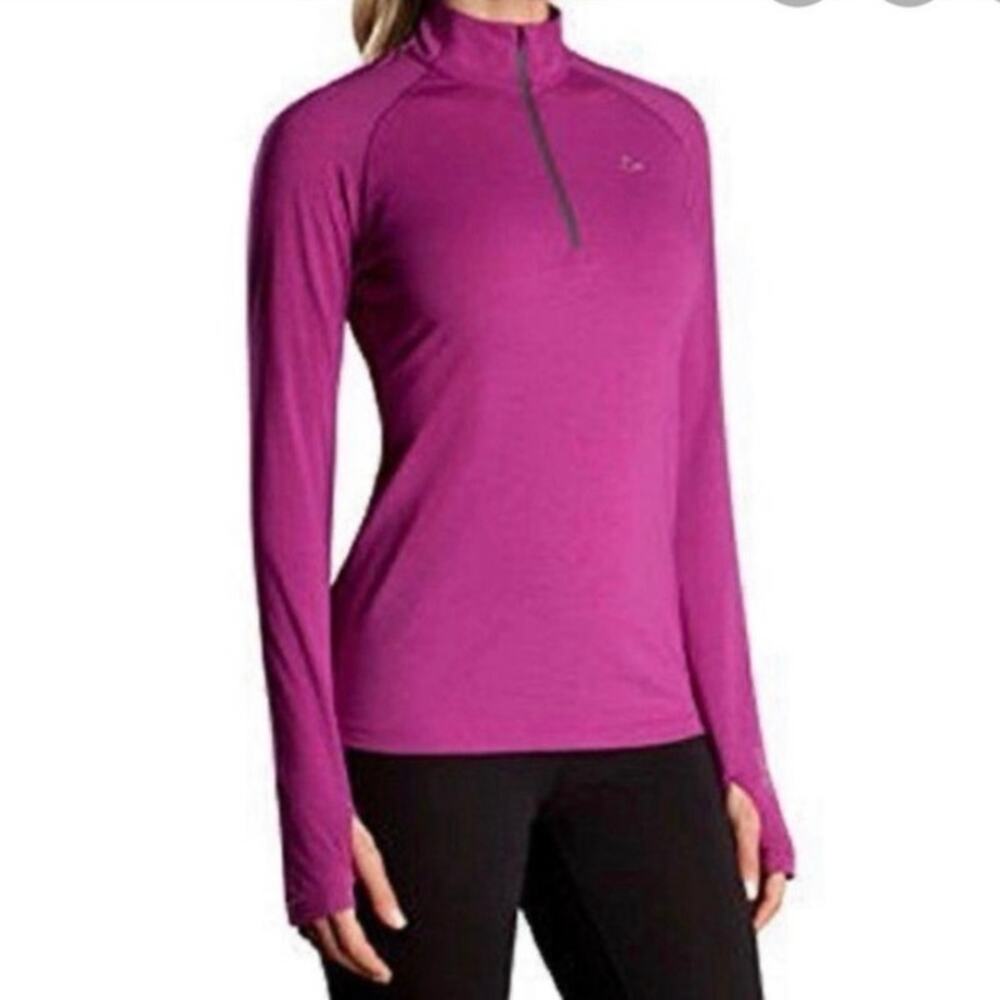Paradox Womens Sz M Merino Wool Blend Pink 1/4 Zip Long Sleeve Base Layer Top